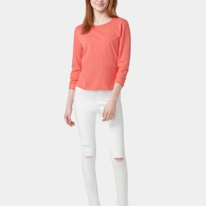 Hue Ripped Knee Denim Legging Women XS White Distressed Elastic Waistband JZZ417