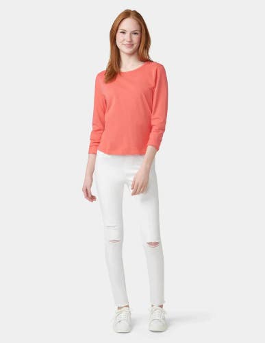 Hue Ripped Knee Denim Legging Women XS White Distressed Elastic Waistband JZZ417