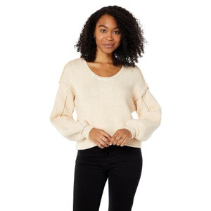 Saltwater Luxe Everlee Sweater Women's Large Beige Long Sleeve Scoop Neck JZZ391