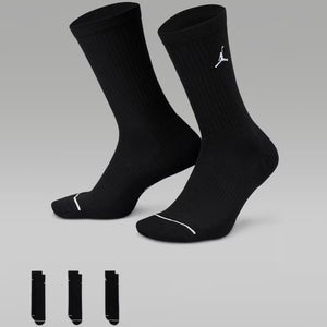 Jordan Everyday Cushion DX9632-010 Crew Socks Men's Large Black 3 Pack JAX808