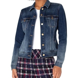 Liverpool Los Angeles Classic Trucker Jacket Womens Small Blue Denim GBO2009