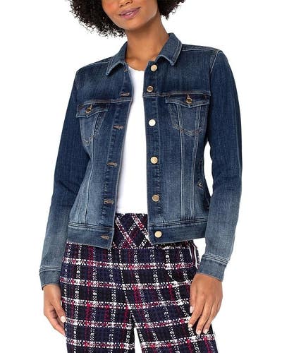 Liverpool Los Angeles Classic Trucker Jacket Womens Small Blue Denim GBO2009