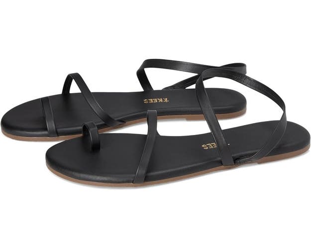 Tkees Mia Napa Sandals Women's 8 Sable Leather Slip On Toe Post Slingback VER909