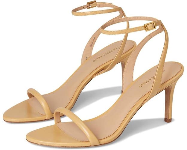 Veronica Beard Sylvie 75 Women's US 6 Beige Leather Stiletto Heel Sandals VER796