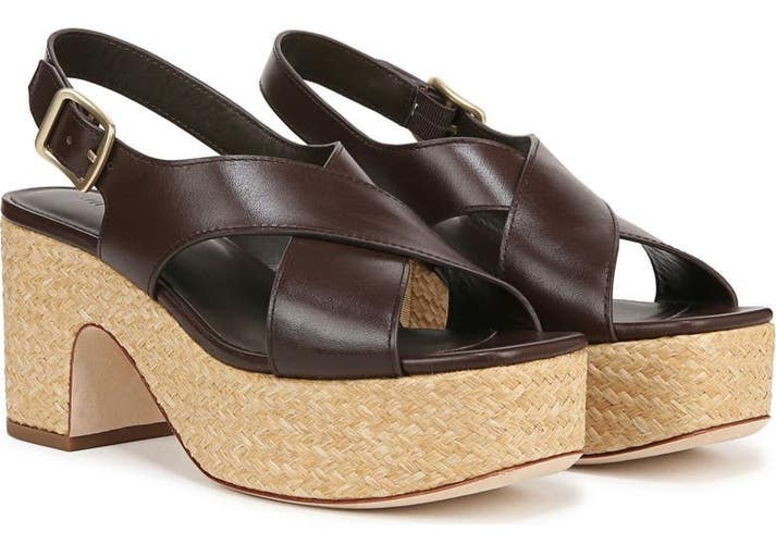 Vince Clementina Strappy Womens US 5 Cacao Brown Leather Platform Sandals VER799