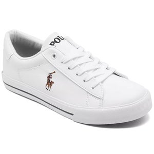 Polo Ralph Lauren Easten Sneaker Kids 4.5 White Faux Leather Casual Shoes VER861