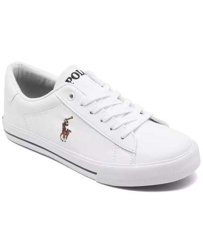 Polo Ralph Lauren Easten Sneaker Kids 4.5 White Faux Leather Casual Shoes VER861