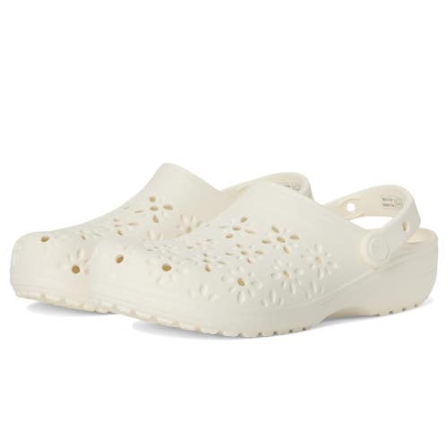 Crocs Classic Floral Cut-Out 210927-0WV Clogs Men's 6 Chalk Comfort Shoes JAX838