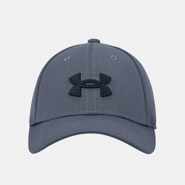 Under Armour Blitzing Cap Boys Small Gray Black Logo Print Curved Brim JAX800