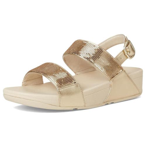FitFlop Lulu Sequin Sandal Women's US 5 Gold Adjustable Strap Wedge Heel RHS7036