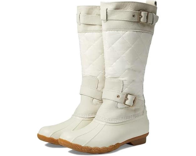 Sperry Saltwater STS87775 Women's US 9 Ivory Waterproof Tall Duck Boots RHS7057
