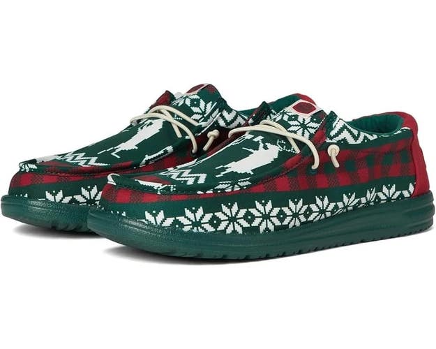Hey Dude Wally Holiday Cheers 41862-3U7 Men's US 11 Green Moc Toe Shoes RHS7055