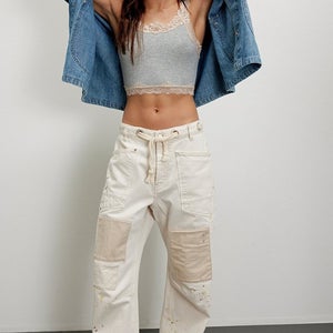 Free People We the Free Moxie Low Slung Jeans Women 30 White 100% Cotton GBO1950