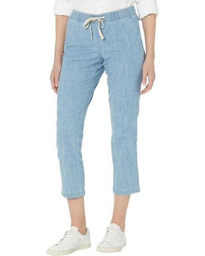 L.L.Bean Lakewashed Chambray Pants Womens 6 Blue Denim Ankle Tapered Leg GBO1997