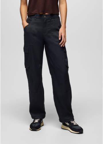 prAna Stretch Zion Cargo Pants Women's 8/31 Black High Rise Straight Leg GBO1941