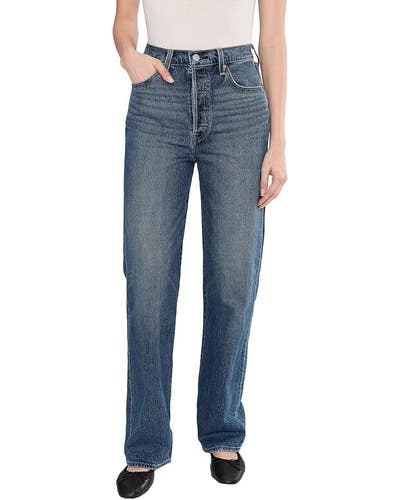 Levi's Ribcage Full Length Jeans Womens 28x32 Blue Denim Straight Leg GBO2006