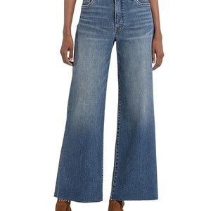 KUT from the Kloth Meg Jeans Womens 14 Blue Raw Hem High-Rise Wide Leg GBO2007