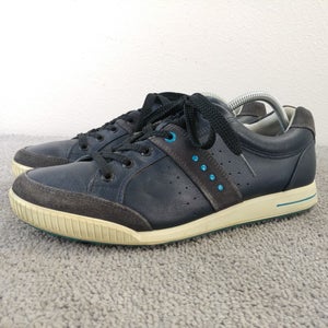 ECCO Street Retro Spikeless Golf Shoes Mens Size 43 Eu Leather Lace Up Black