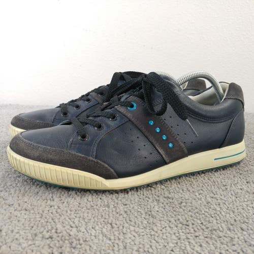 ECCO Street Retro Spikeless Golf Shoes Mens Size 43 Eu Leather Lace Up Black