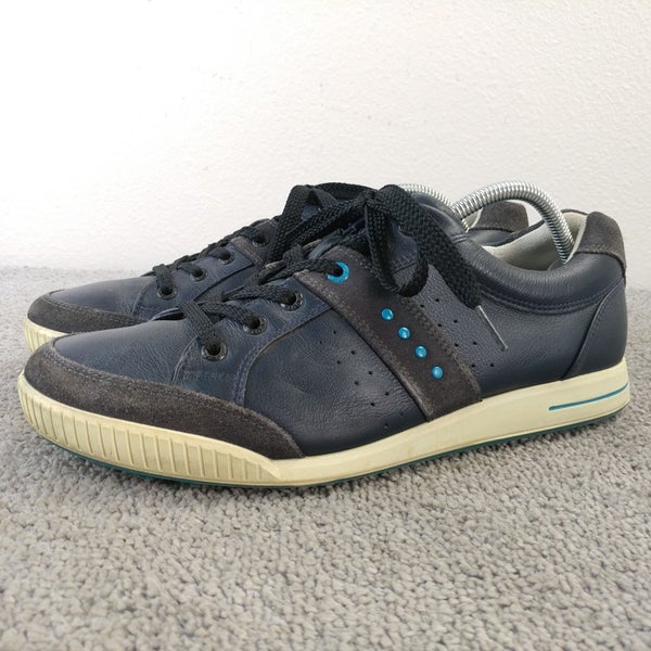 ECCO Street Retro Spikeless Golf Shoes Mens Size 43 Eu Leather Lace Up Black