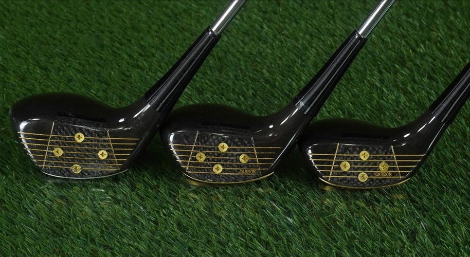 Unique of California Carbon Fancy Face Woods 1W 3W 5W Regular FLEX RH - Vintage!