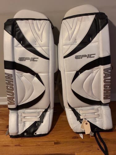 White 34" Senior Vaughn Epic Goalie Leg Pads (New)