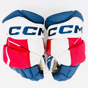 Custom NHL Pro Stock Red/Blue CCM JetSpeed FT1 Hockey Gloves-14"-Single Layer Palms
