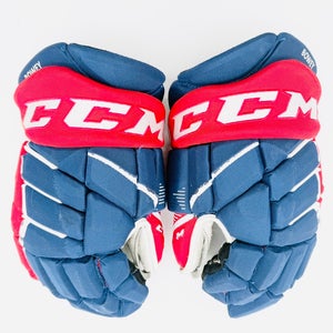 Custom NHL Pro Stock Red/Blue CCM JetSpeed FT1 Hockey Gloves-14"-Grey Digital Palms
