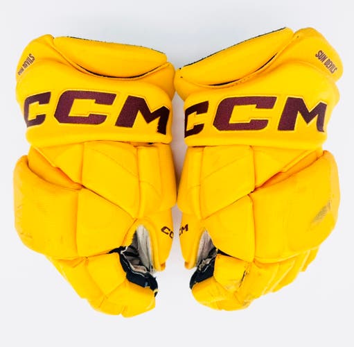 Custom ASU Gold CCM JetSpeed FT Hockey Gloves-14"-Single Layer Palms