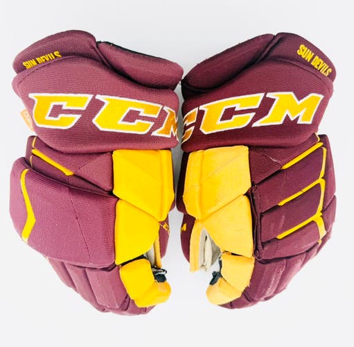 Custom ASU Maroon CCM JetSpeed FT1 Hockey Gloves-14"-Custom Palms