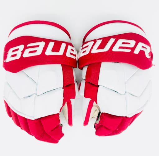 Custom Boston University Bauer Supreme Mach Hockey Gloves-13"-Single Layer Palms-Cut Thumbs
