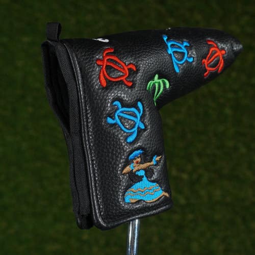 Royal Hawaiian Golf Blade Putter Headcover Turtle Beach Black / White / Blue