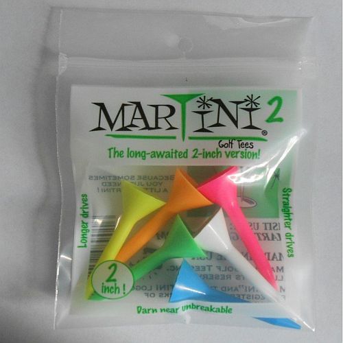 Martini 2 Golf Tees (2", Multi Color, 6 pk) USGA Conforming NEW