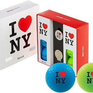 Volvik Vivid New York Golf Balls (Blue/Green, 4pk) State Edition Gift Set NEW