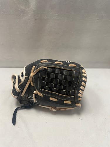 Used Rawlings HFP120BW RH Throw Fastpitch Gloves Black And White 12" 11490-S000268286