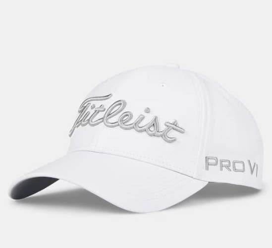 NEW Titleist Tour Performance Adjustable Golf Hat Cap OSFM White/Grey