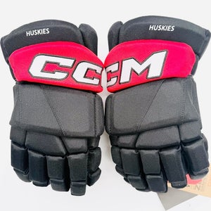 New Northeastern NCAA Stock CCM Tacks XF Pro Hockey Gloves-13"-Single Layer Palms