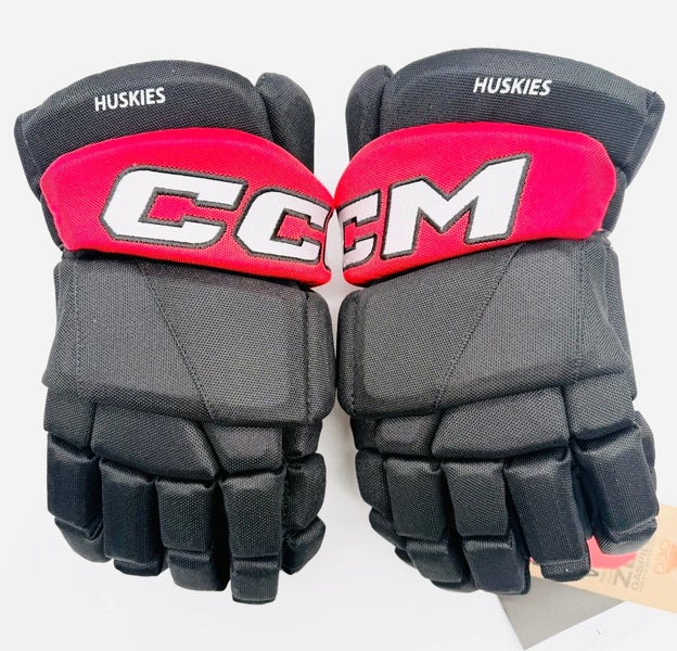 New Northeastern NCAA Stock CCM Tacks XF Pro Hockey Gloves-13"-Single Layer Palms