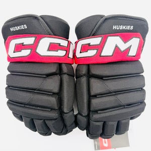 New Northeastern NCAA Stock CCM HGP43XP Hockey Gloves-14"-Single Layer Palms