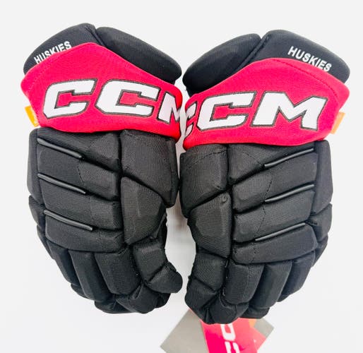 New Northeastern NCAA Stock CCM JetSpeed FT1 Hockey Gloves-13"-Single Layer Palms
