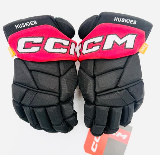 New Northeastern NCAA Stock CCM JetSpeed FTW Hockey Gloves-13"-Single Layer Palms