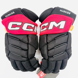 New Northeastern NCAA Stock CCM JetSpeed FT1 Hockey Gloves-14"-Single Layer Palms