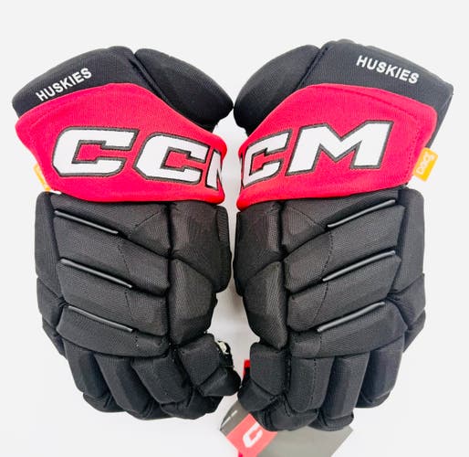 New Northeastern NCAA Stock CCM JetSpeed FT1 Hockey Gloves-14"-Single Layer Palms