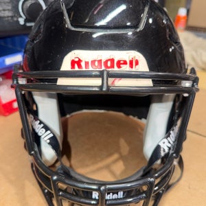 USED RIDDELL FLEX ADULT HELMET - MEDIUM - METALLIC BLACK WITH CARDINAL FLAKE