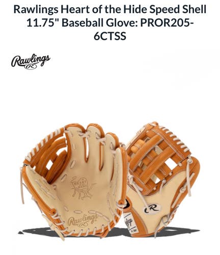 Brand new Rawlings Right Hand Throw Outfield Heart of the Hide Baseball Glove 11.75"