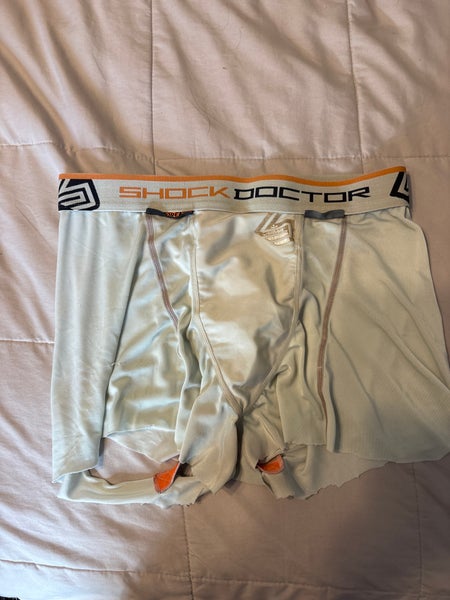 USED/WORN White Large Men's Shock Doctor Compression Shorts & Jockstrap/Cup Holder