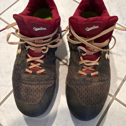 Size 12 South Carolina Maroon/Black Under Armour Yard Low Baseball Metal Used Cleats