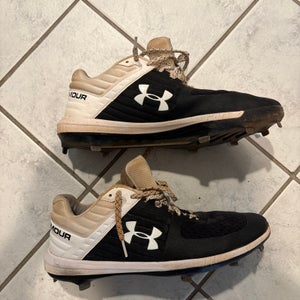 Under Armour Black/White Yard Low Size 11 Baseball Used Metal Cleats
