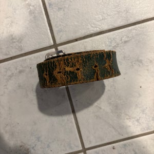 Used/Worn Green Baseball Leather 30-40 inch Belt