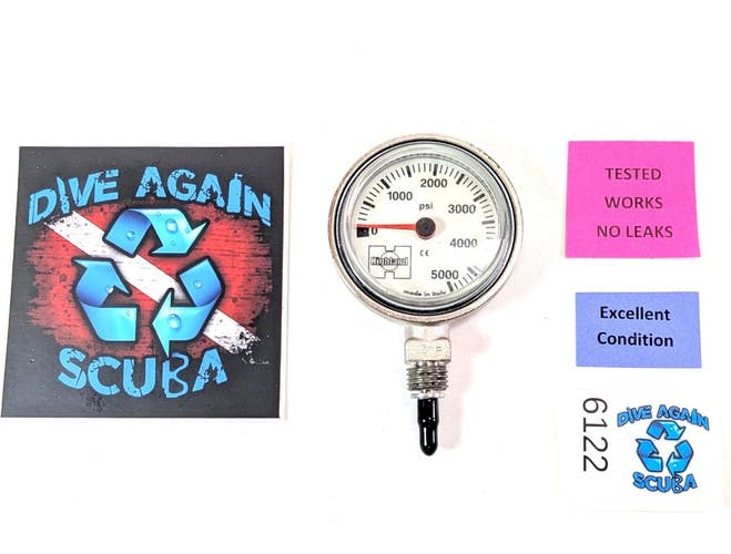 XS Scuba Highland Brass 2" 5000 PSI SPG Pressure Gauge Scuba Dive + HP Spool